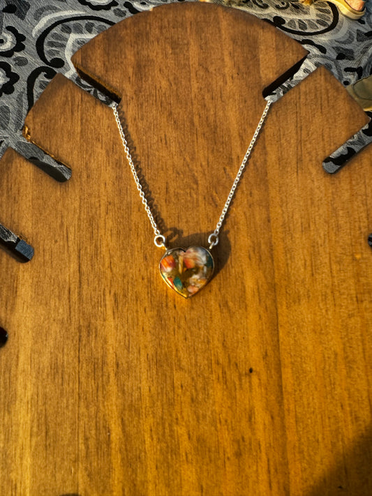 Spiny oyster heart necklace
