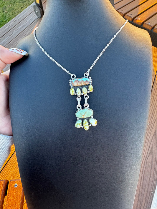 Turquoise and palomino drop necklace