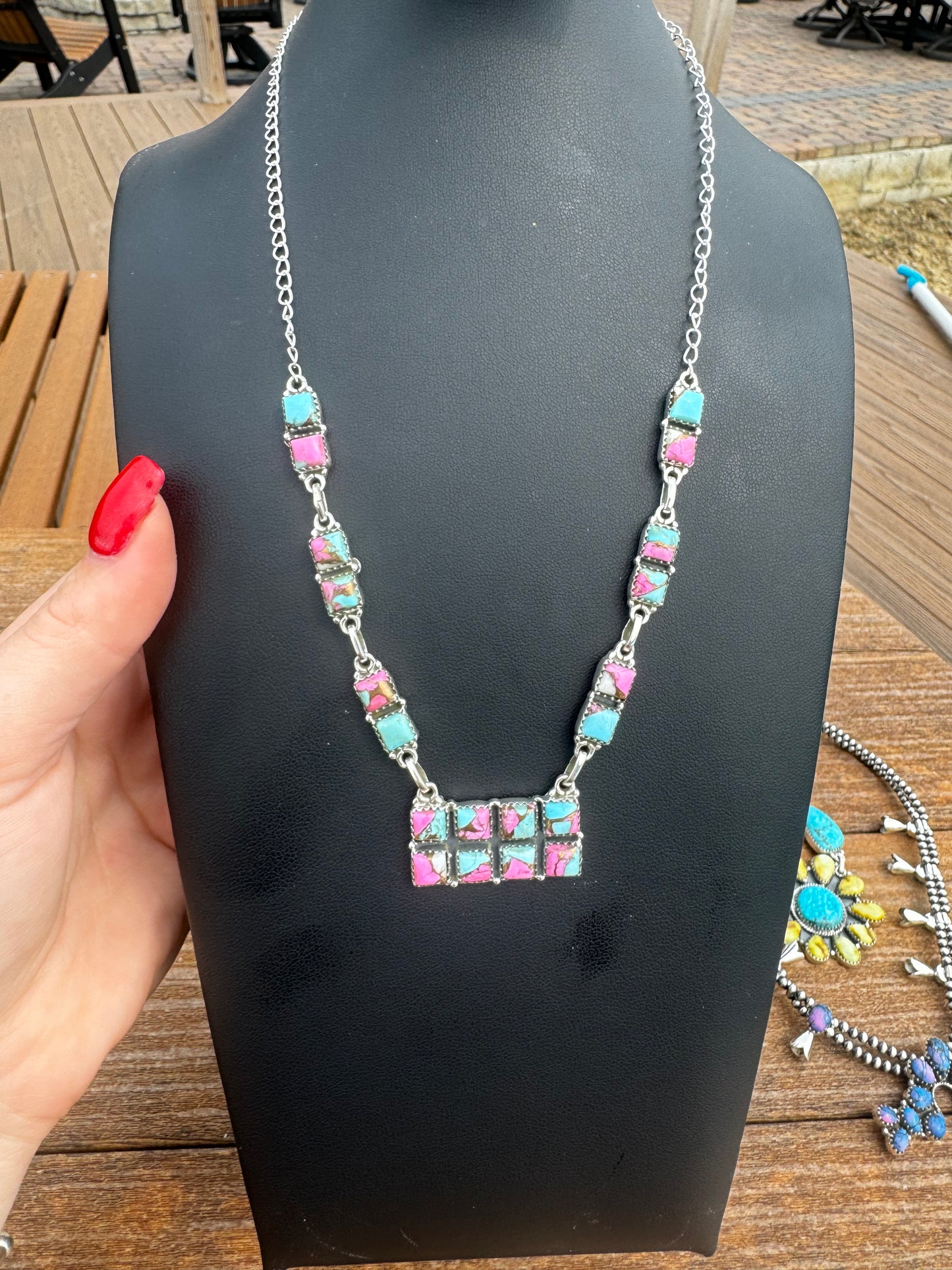 Cotton candy lariat necklace