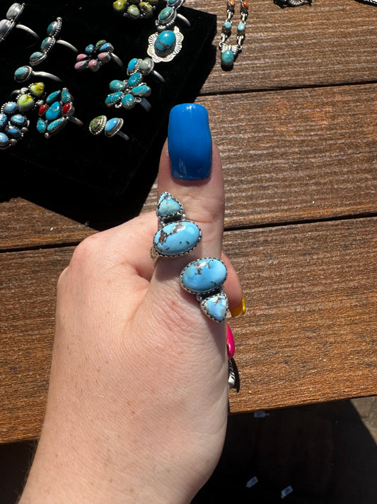 Golden hills turquoise bypass floater style ring