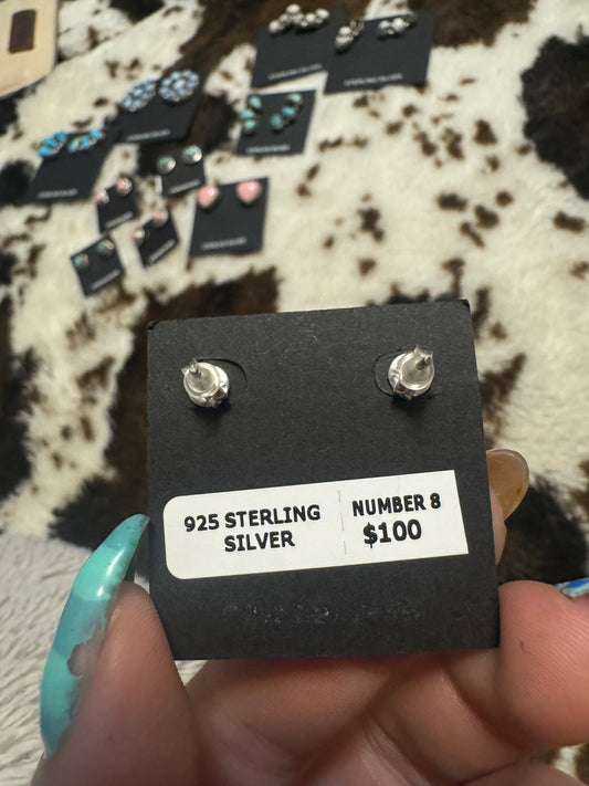 #8 turquoise round stud earrings