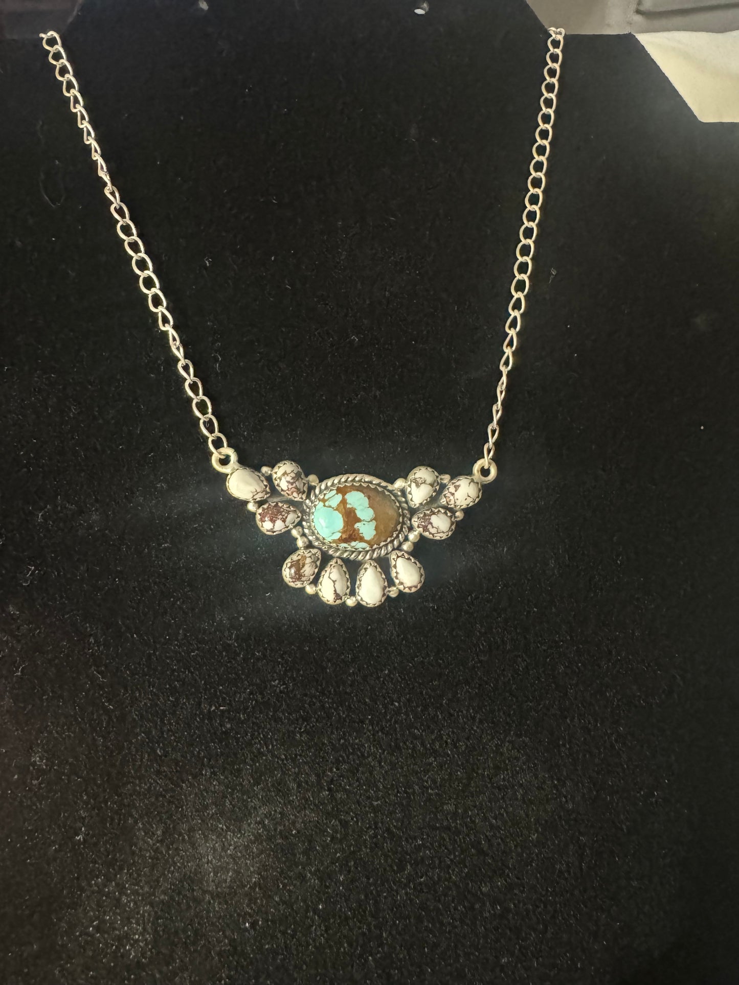 Wild horse and #8 turquoise cluster necklace