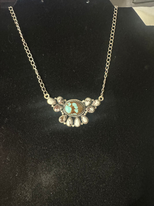 Wild horse and #8 turquoise cluster necklace