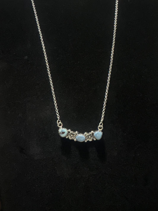 Golden hills turquoise 3 stone bar necklace