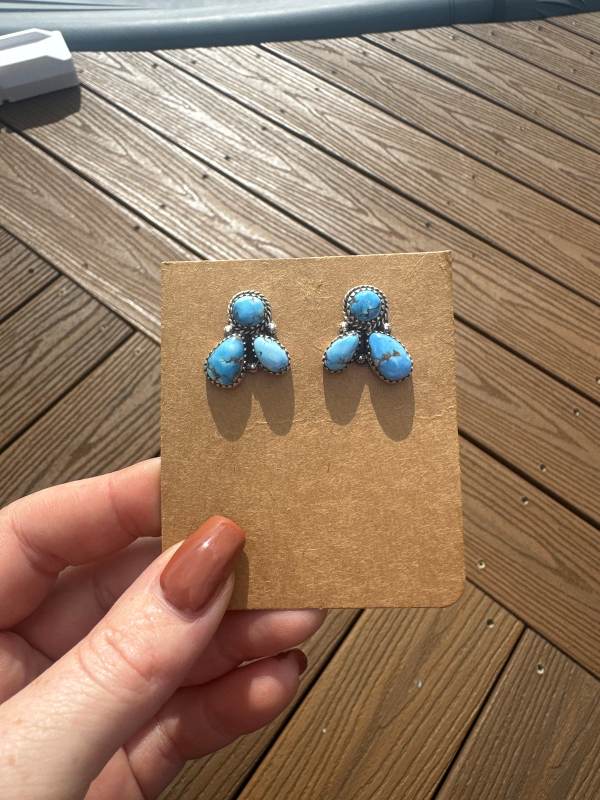 Golden hills turquoise cluster stud earrings