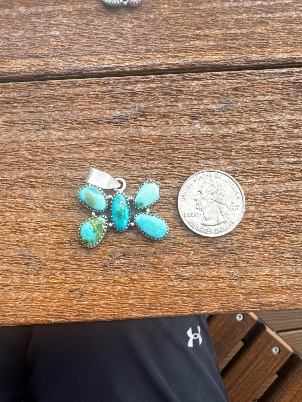 Butterfly Sonoran gold turquoise pendant