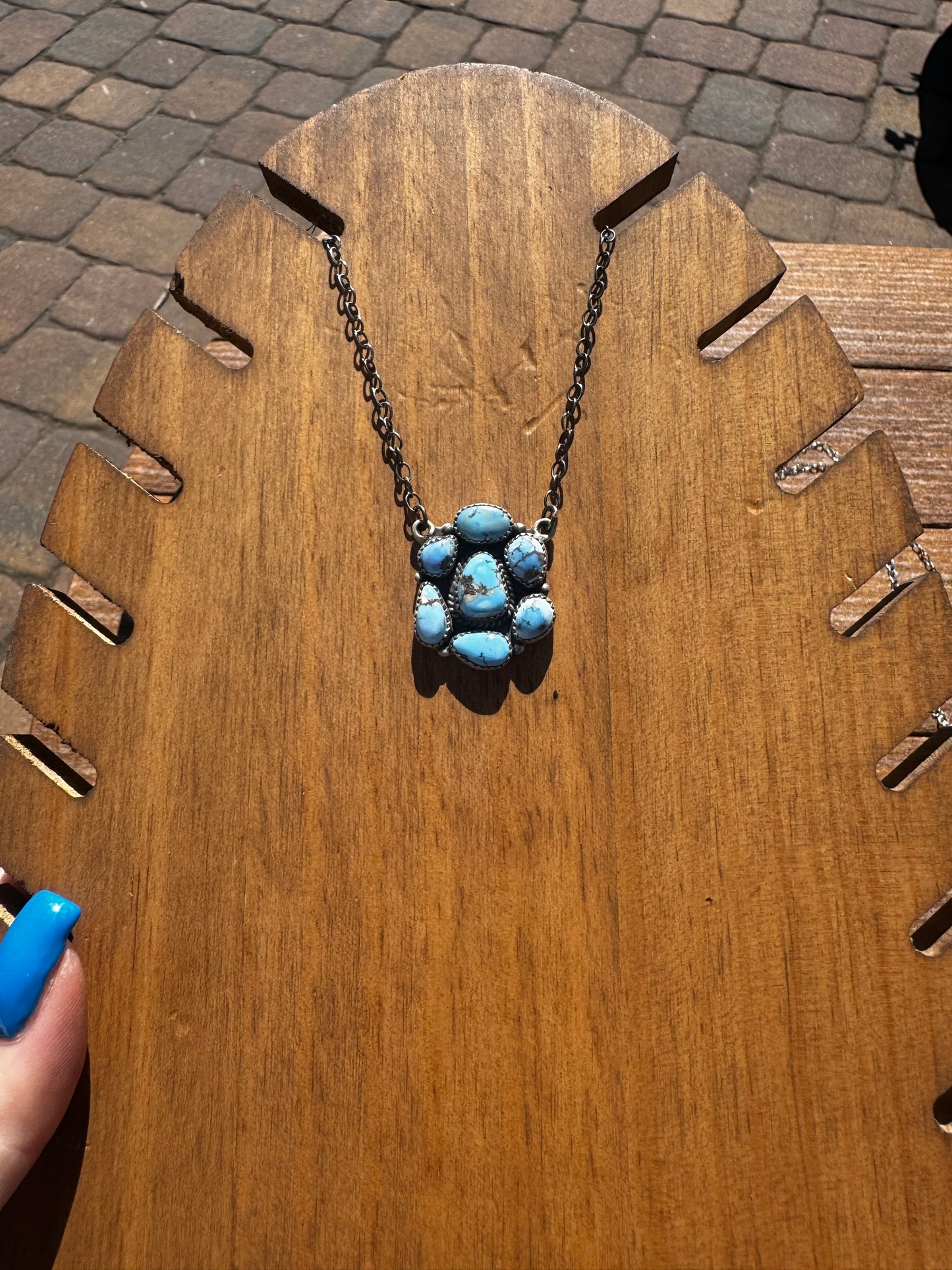 Golden hills turquoise cluster necklace