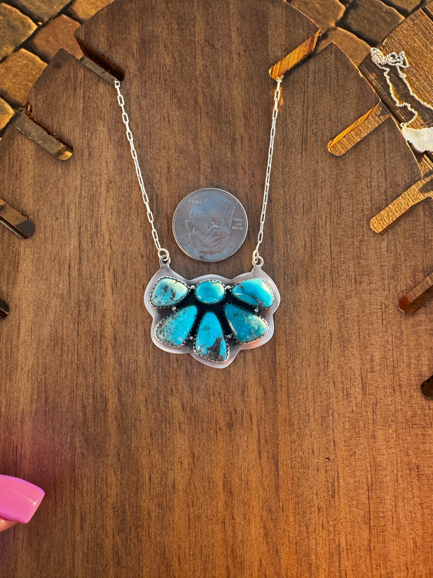 Morenci turquoise half cluster necklace