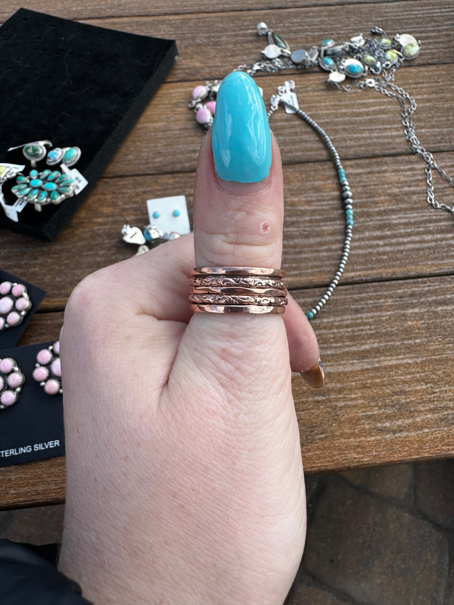 Sz 8 copper spin fidget ring