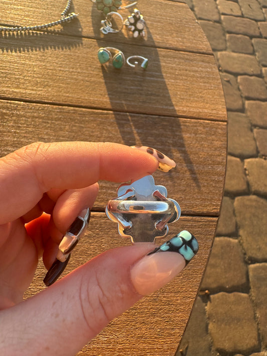 Sz 9 turquoise flower ring