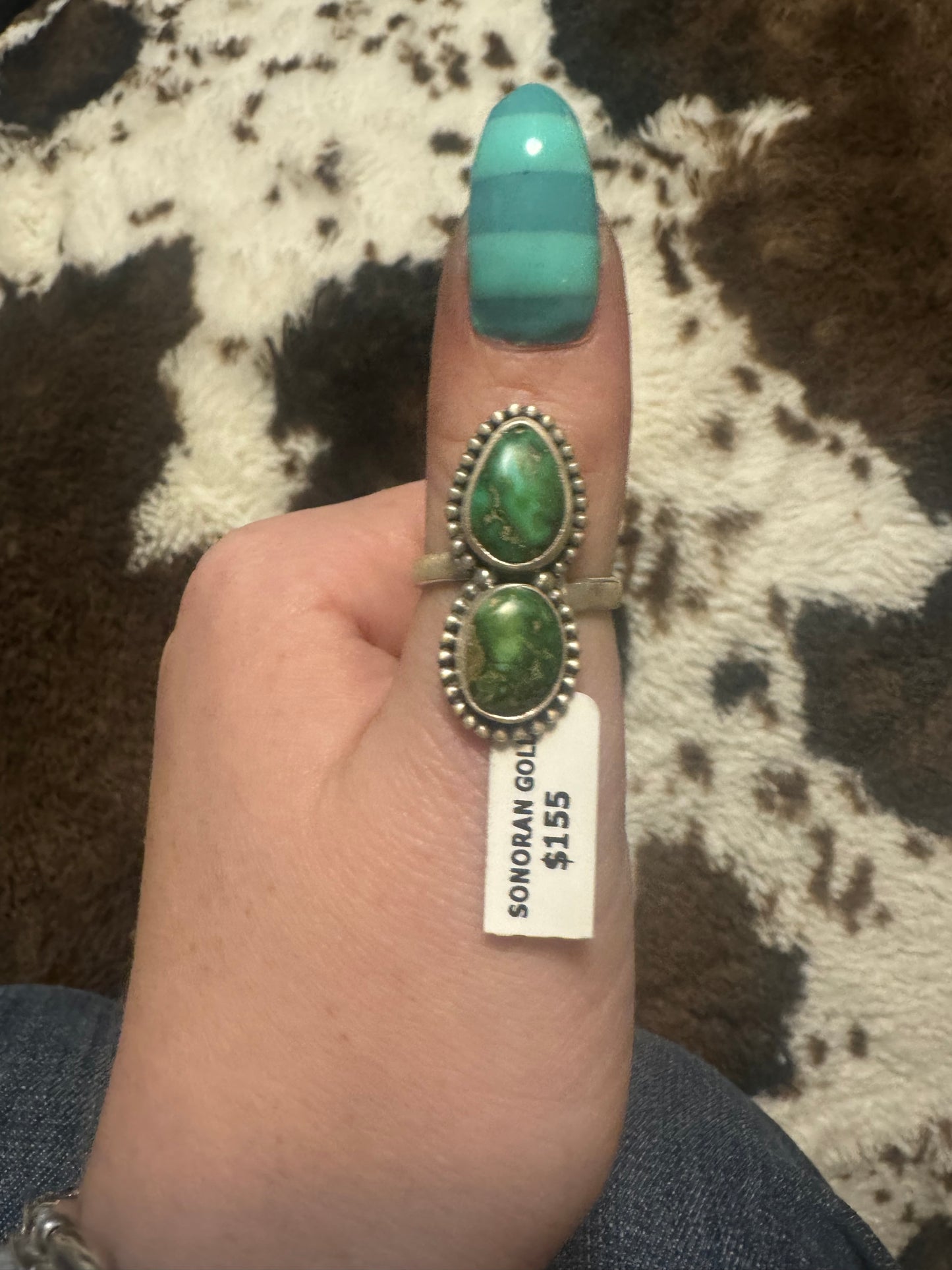 Sonoran gold turquoise double adjustable ring