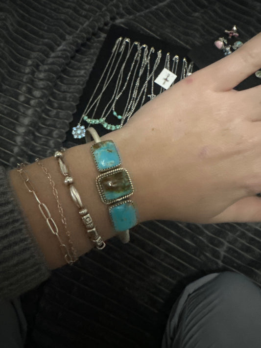 3 stone turquoise cuff