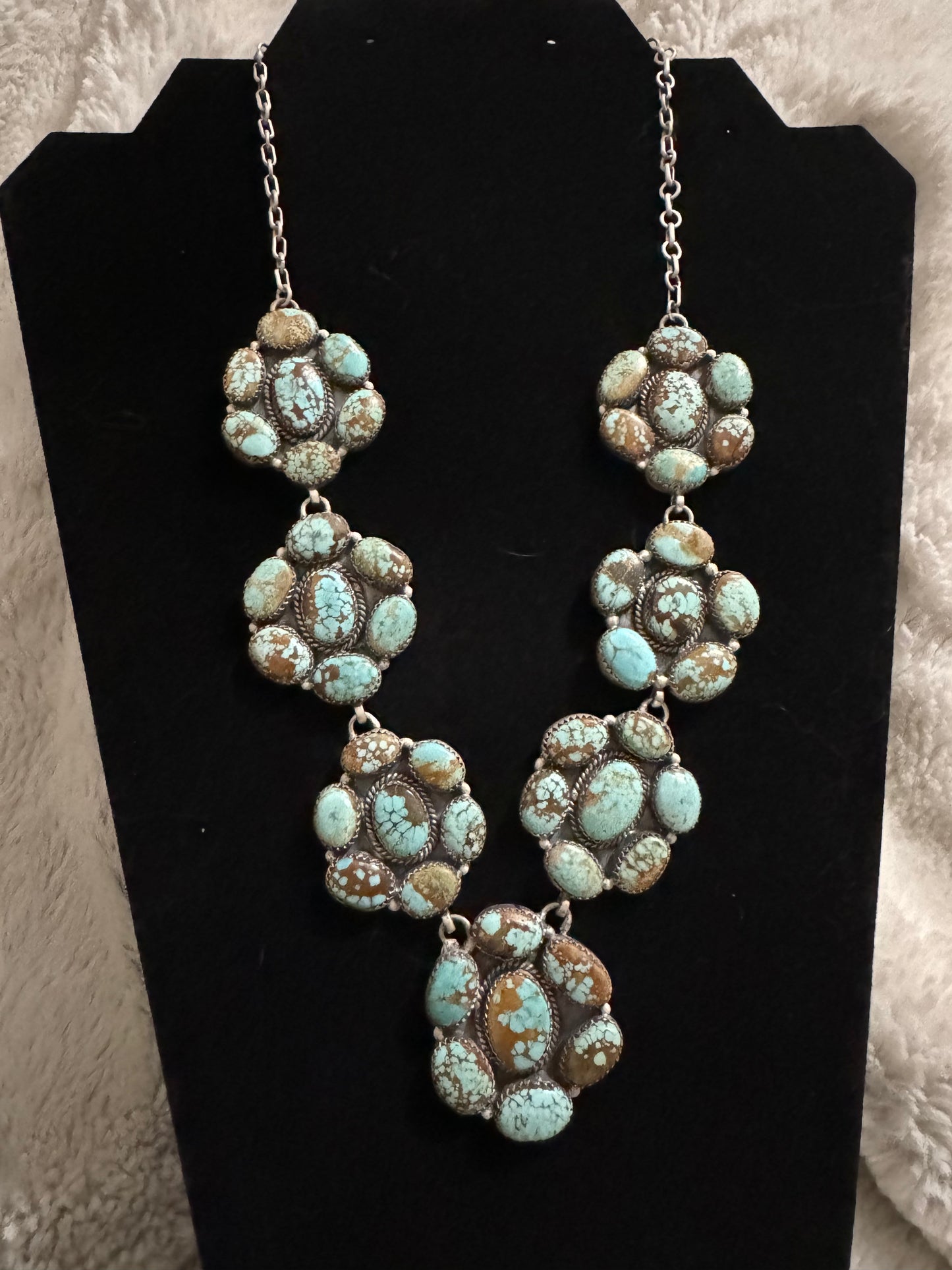 Massive #8 turquoise cluster necklace