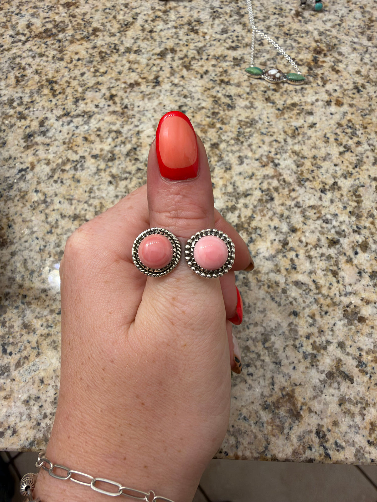 Pink conch floater ring