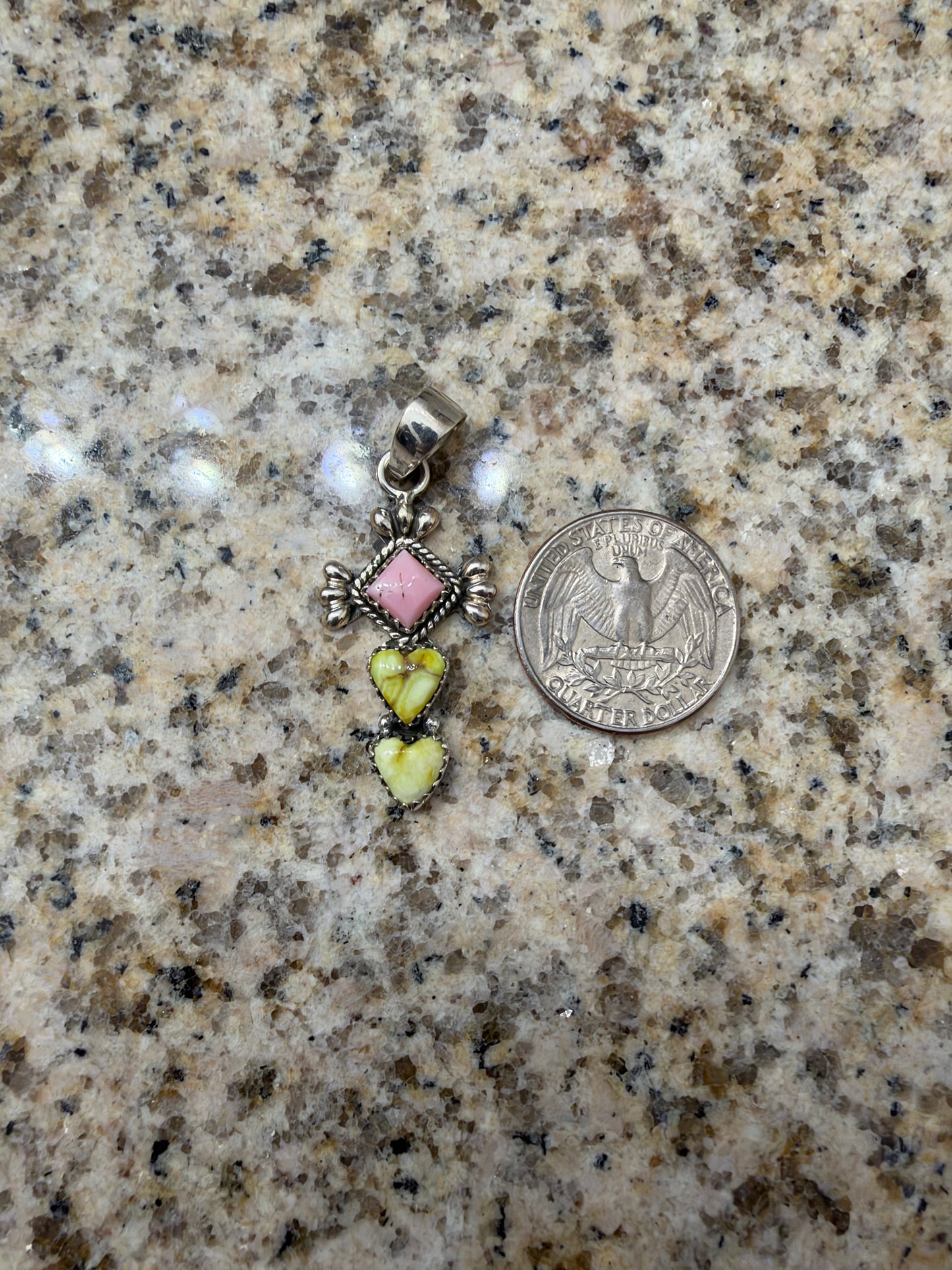 Pink conch and palomino pendant